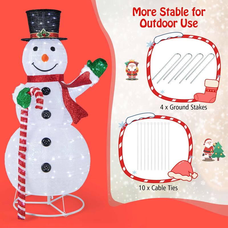 5FT Pre-lit Christmas Snowman Pop-up Xmas Holiday Decoration