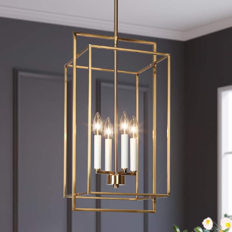 Dilley Modern Gold 4-Light Lantern Chandelier Island Pendant Lights for Kitchen Island
