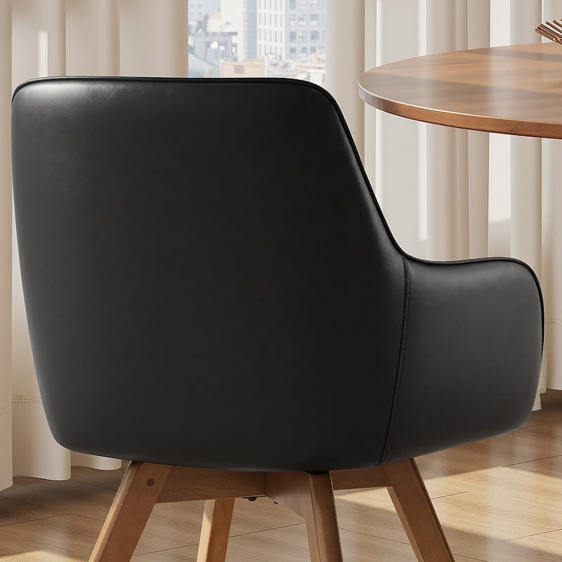 Swivel Upholstered Dining Chair Set of 2 Armchair with Beech Wood Legs - 33.3" H x 23.2" W x 22.4" D