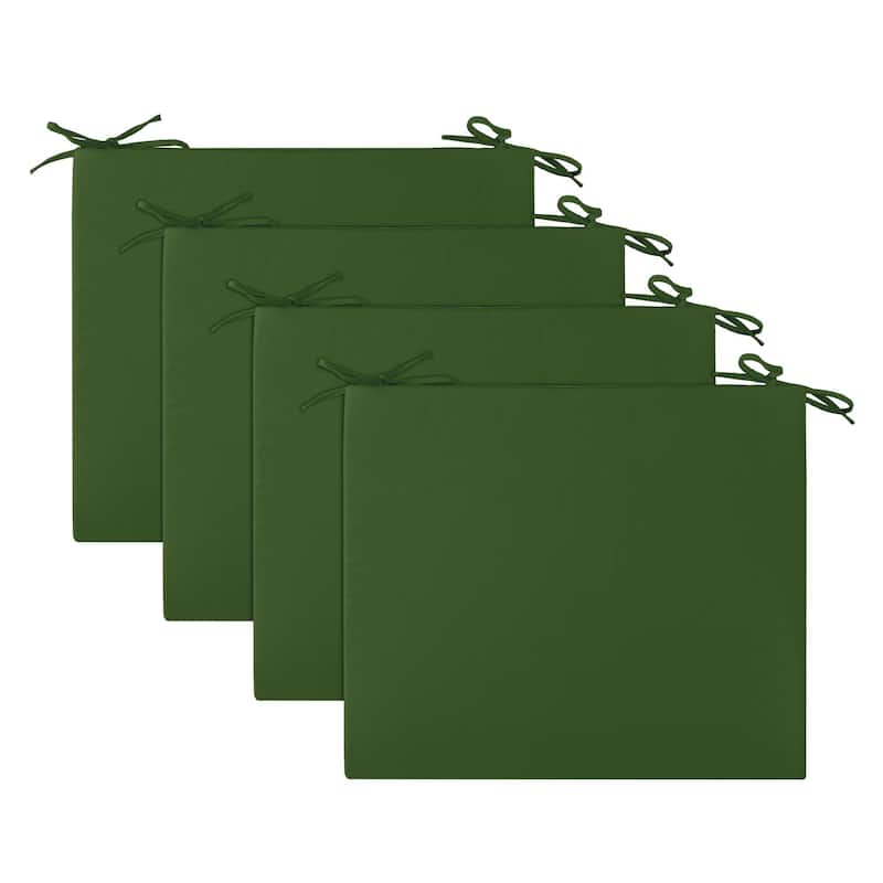 Set of 4 Waterproof Outdoor Chair Cushions with Ties for Patio Furniture - 18.5x16x3" Square Corner - Green