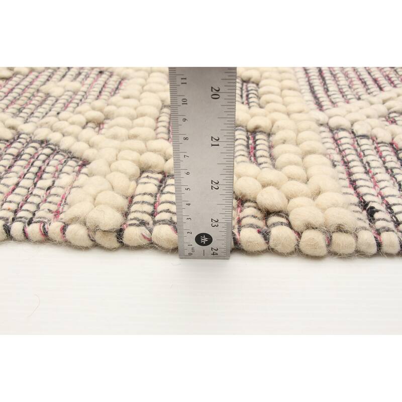 ECARPETGALLERY Braid weave Sienna Grey Wool Rug - 5'1 x 8'2