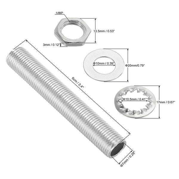 Tur Ip Threads 35x Lamp Pipes w Hex Nuts Washers 1/8 IP Thread Fastener Light Fixture ...