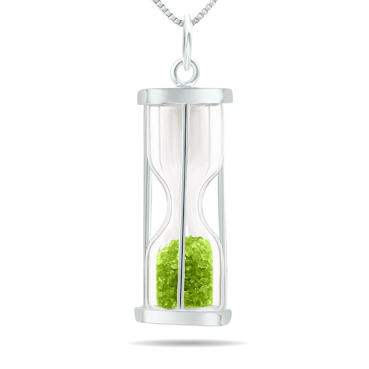 0.75 Carat Genuine Aquamarine Dust Time Hourglass Pendant .925 Sterling Silver 0.75 Carat Genuine Aquamarine Dust Time Hourglass Pendant .925 Sterling Silver