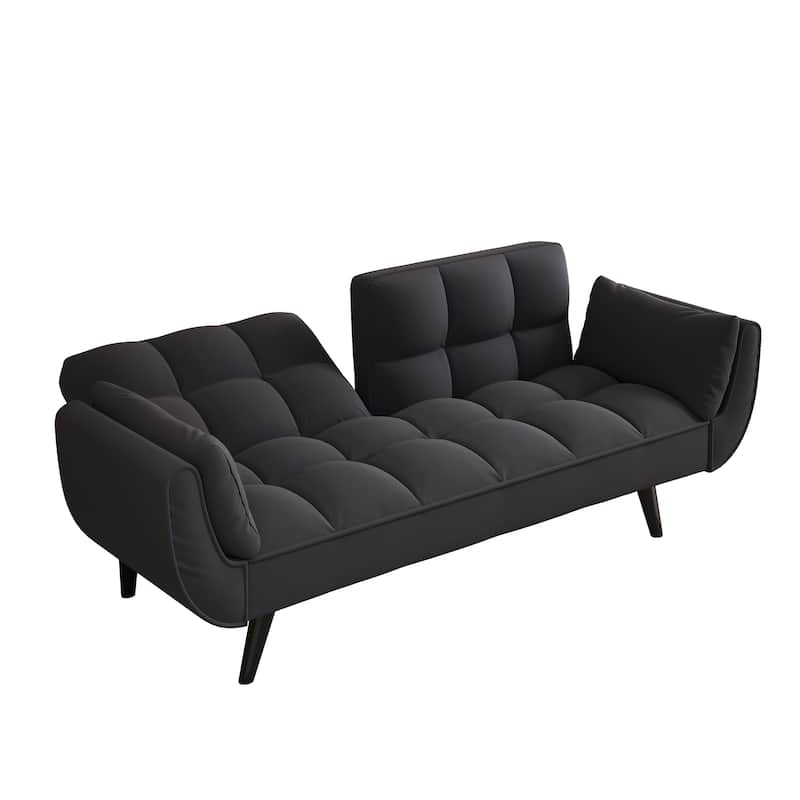 57" Velvet 2 Seater Convertible Sofa with Adjustable Backrest and Armrests for Compact Living Spaces
