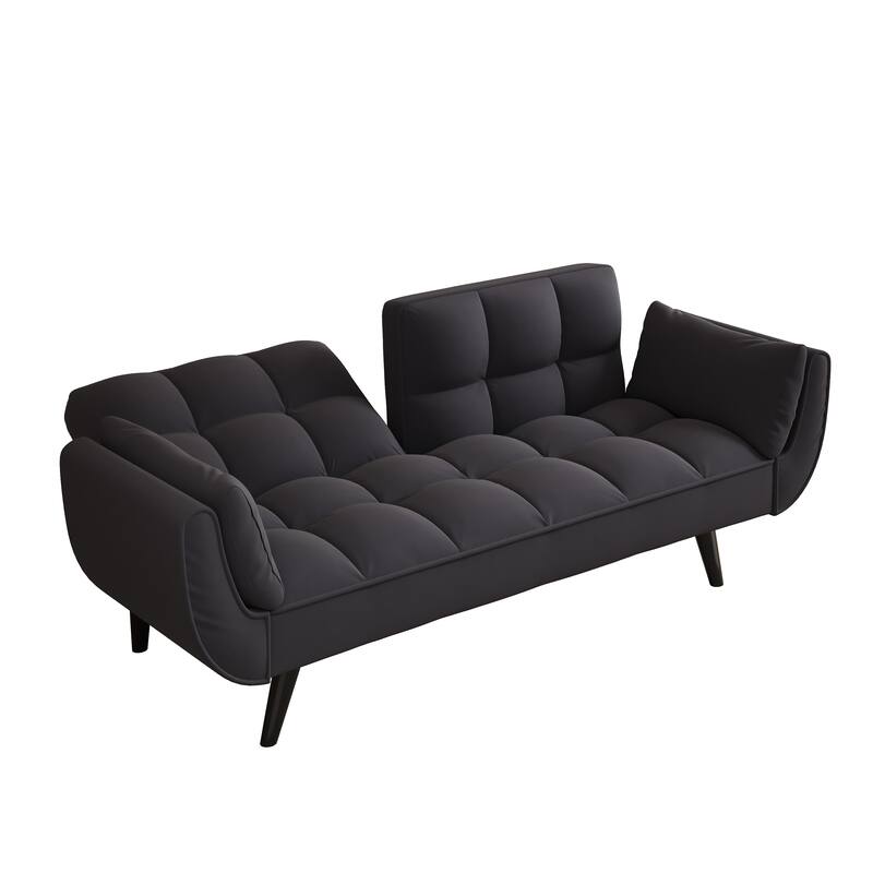 Velvet Sofa Bed with Adjustable Backrest, 57-Inch Space-Saving Couch for Small Rooms