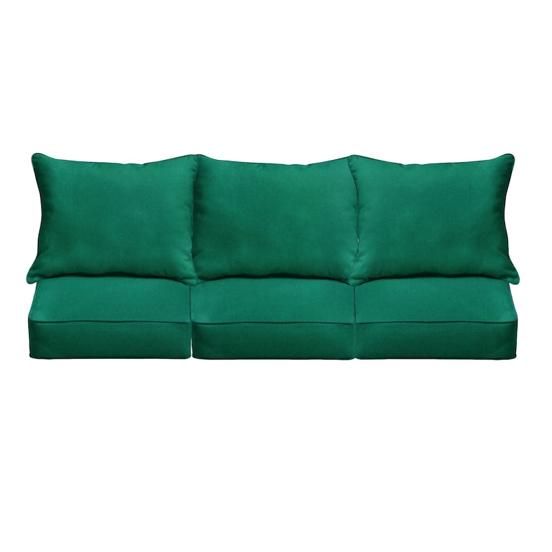 Sorra Home Sunbrella Outdoor Deep Seating Sofa Pillow and Cushion Set - 23 in W x 25 in D x 5 in H - Canvas Forest Green