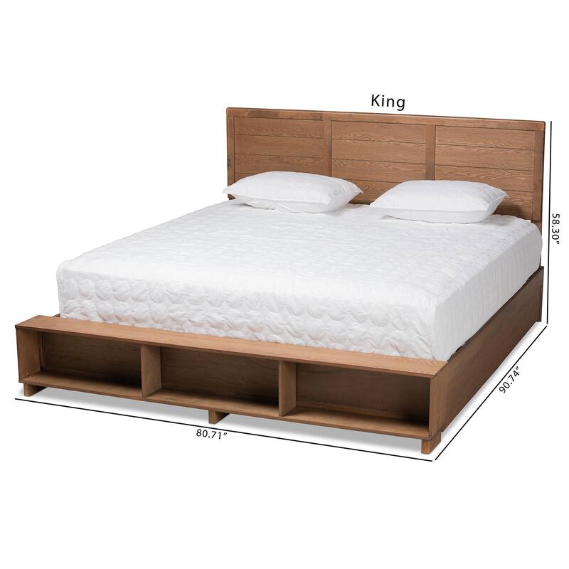 Alba King Size 4-Drawer Platform Storage Bed with Built-In Shelves
