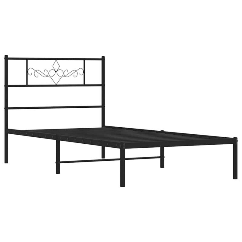 vidaXL 12 Inches Black Twin XL Metal Bed Frame No Mattress - 81.5" x 41.3" x 35.4"