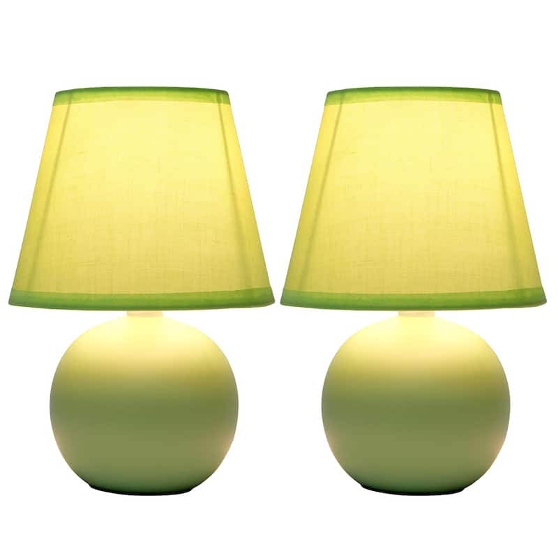 8.66" Petite Orb Lamp Two Pack Set w Matching Fabric Shade