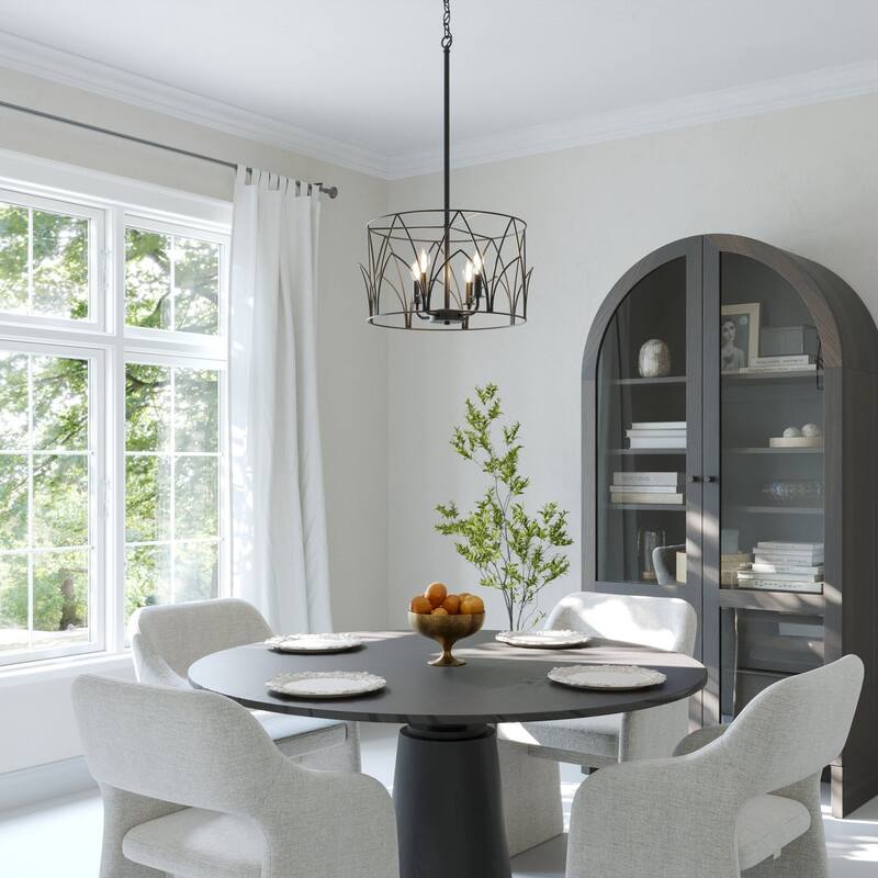 Acroma 4 - Light Steel Dimmable Drum Chandelier