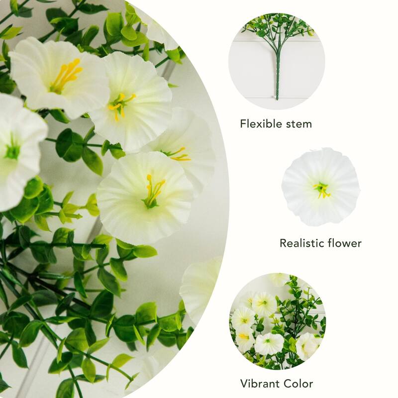 14-in UV Resistant Artificial Morning Glory Bush - Set of 12