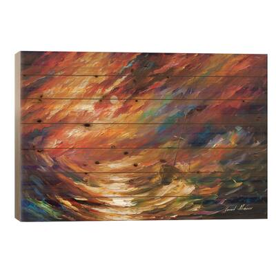 Storm That Never Ends Print On Wood by Leonid Afremov - Multi-Color