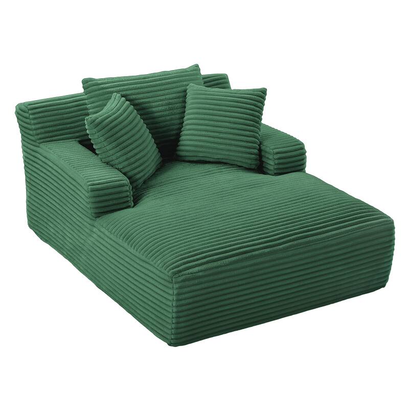 Comfy Sleeper Sofa Corduroy Upholstered Chaise Lounge with Pillows