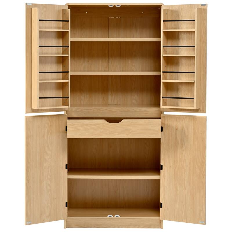 Roomfitters 72" Tall Farmhouse Kitchen Pantry Cabinet with Curved Profile & 8 Door Shelves