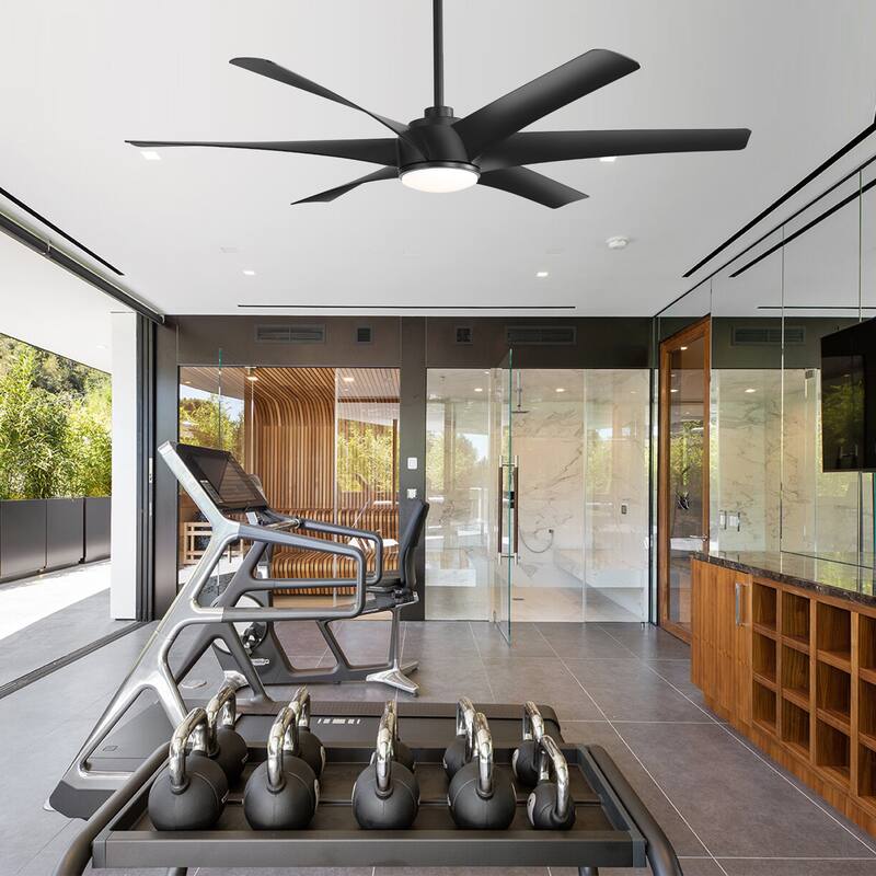 65-in Indoor Large LED Ceiling Fan with Light Remote (6-Blade)