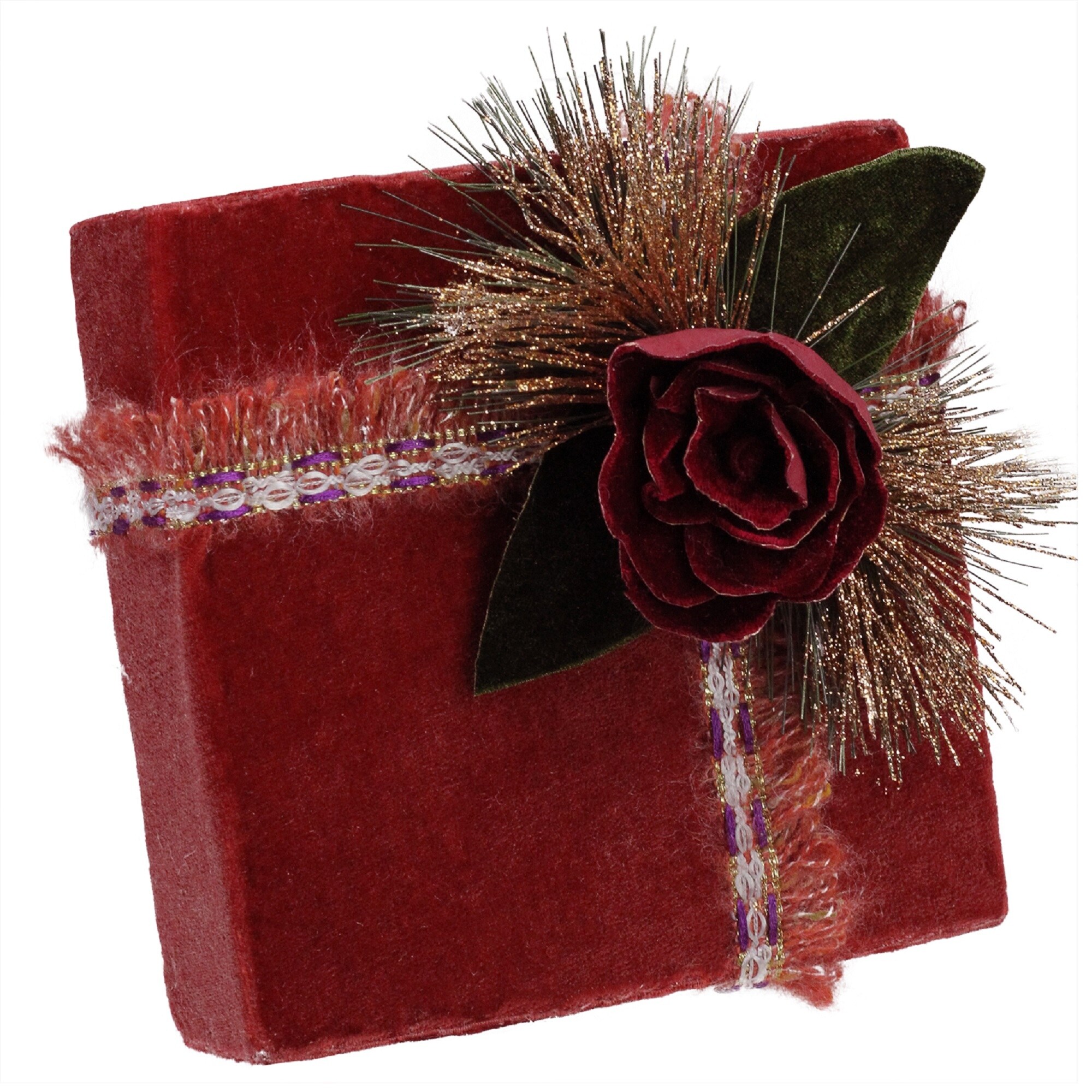 Shop 6 75 Red And Green Floral Accent Christmas Gift Box Decor