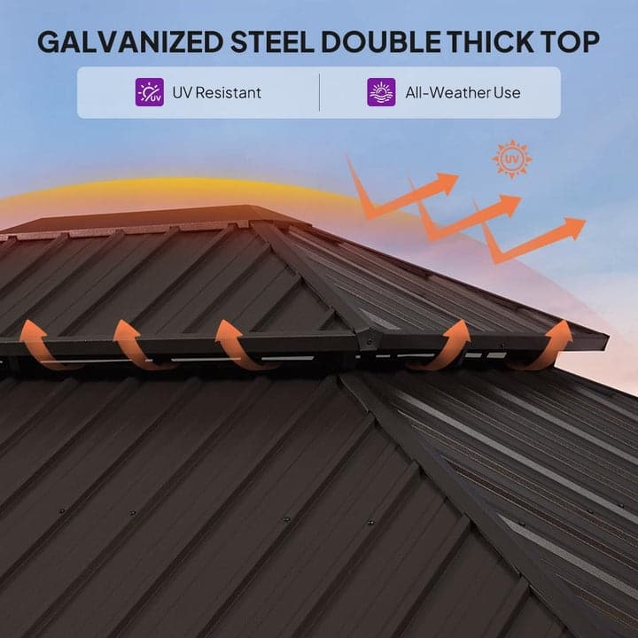 PURPLE LEAF Double Top Outdoor Sunroom Screen House Patio Hardtop Gazebo