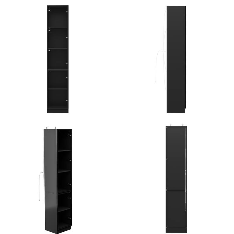 Tall Modular Display Storage Cabinet Bookcase w/Light Home Office