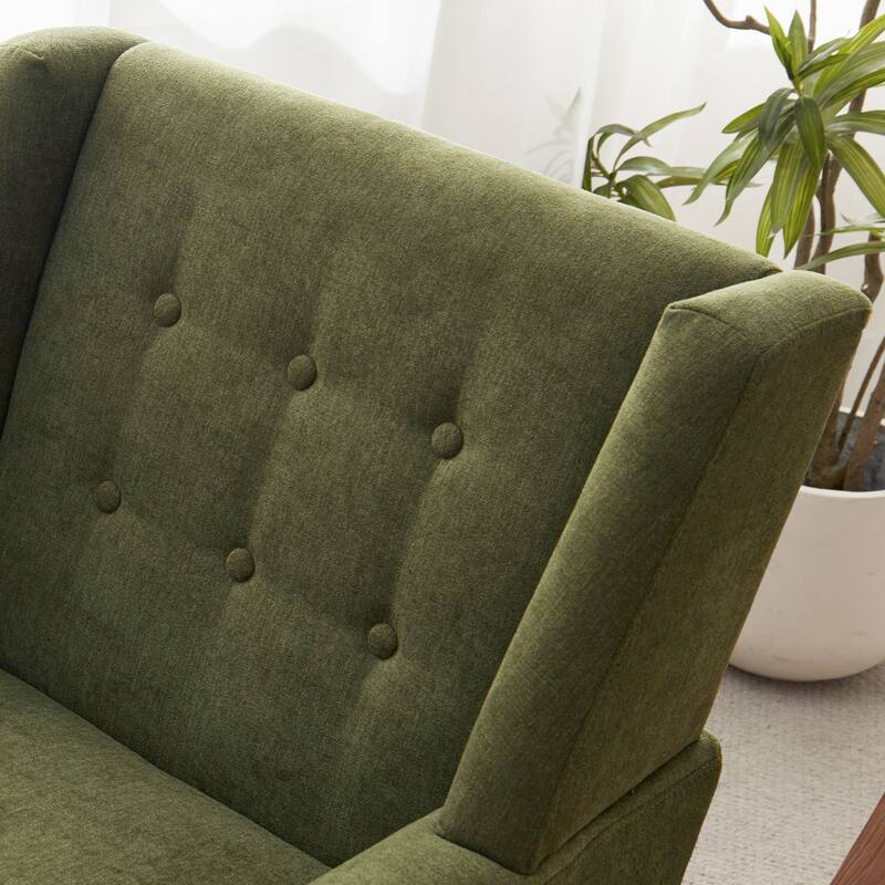 HUIMO Modern Linen Upholstered Armchair Tufted Accent Chair