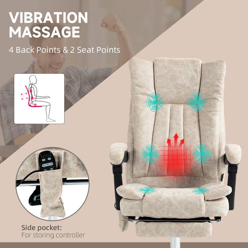 Microfiber Office Chair Computer Chair with 6 Point Massage and Retractable Footrest