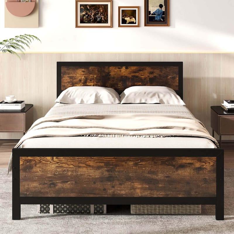 Costway Twin/Full/Queen Size Metal Bed Frame with Headboard &