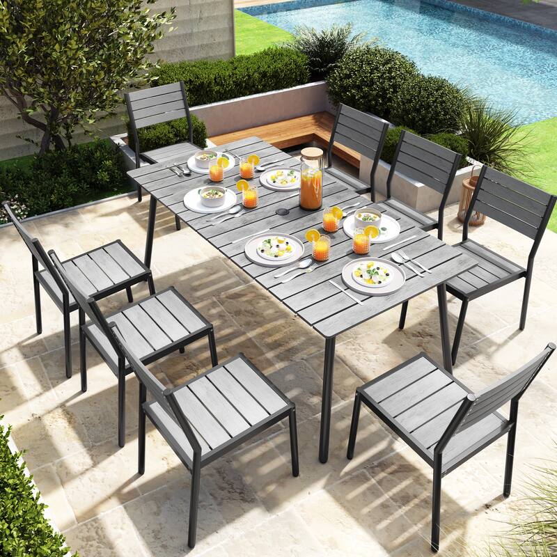 VredHom 7/9-Piece Outdoor Patio Dining Set with Stackable Chairs