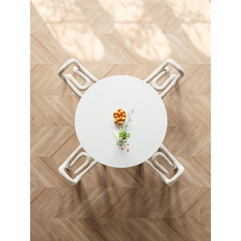 Lesly 59.05 in. Modern Round White Dining Table (6 Seats) - 59.05"D×59.05"W×29.52"H