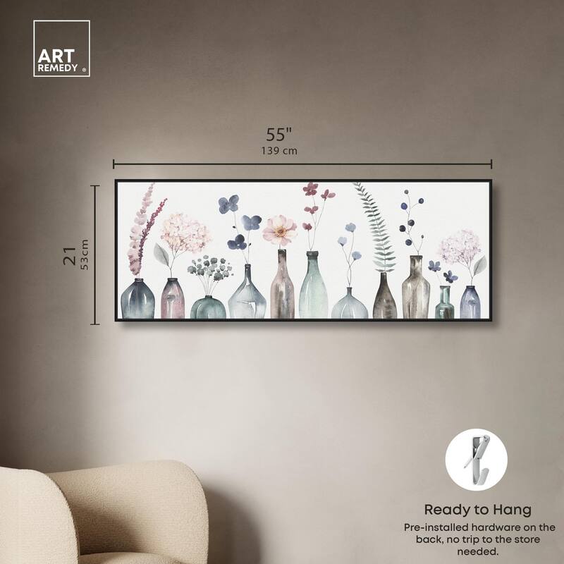 Perfect Indigo Florals Panoramic Canvas by Art Remedy