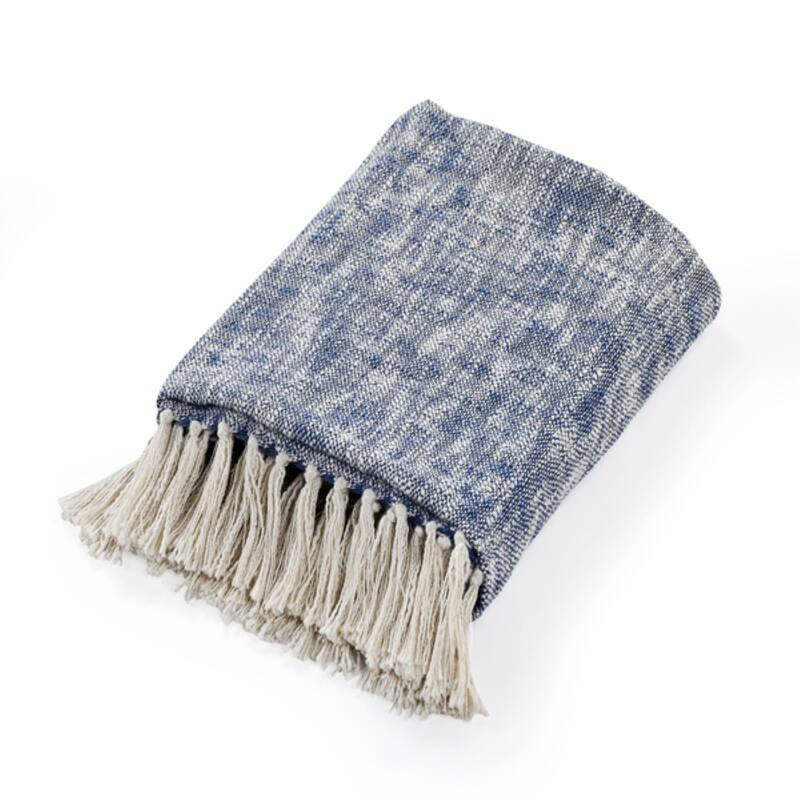 Sevita Boho Chambray Standard Size Throw Blanket with Fringe