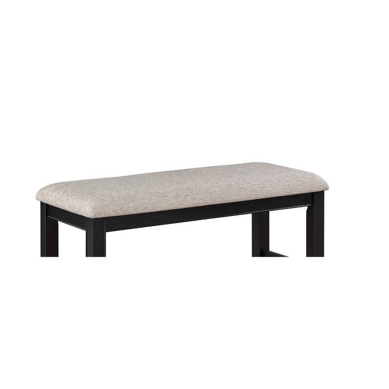 Farmhouse Style 1pc Black Light Gray Counter Height Bench Footrest Upholstered Seat Wooden Furniture - Gray