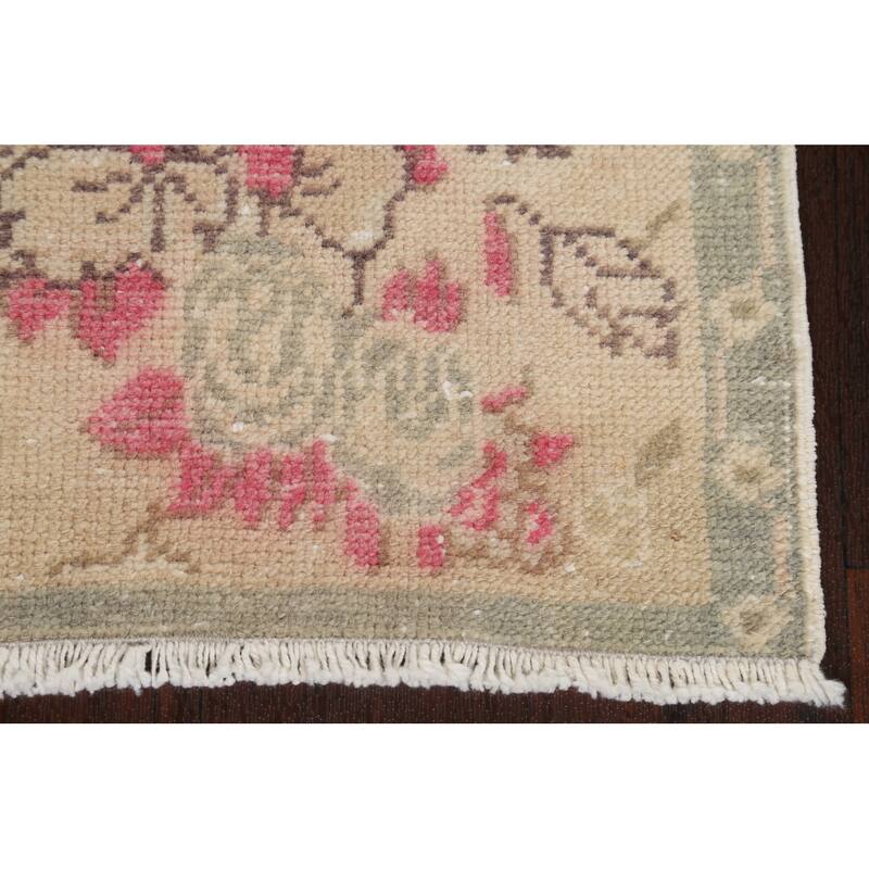 Antique Look Vegetable Dye Oushak Runner Rug Hand-knotted Wool Carpet - 1'9" x 10'3"