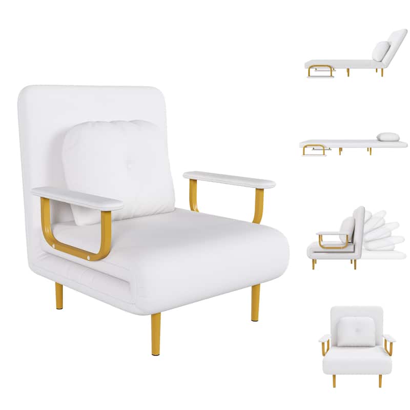 Folding Chair Bed, Convertible Sleeper Sofa 5 in 1 Folding Bed with 5-Position Adjustable Backrest & Pillow, Floor Single Chairs