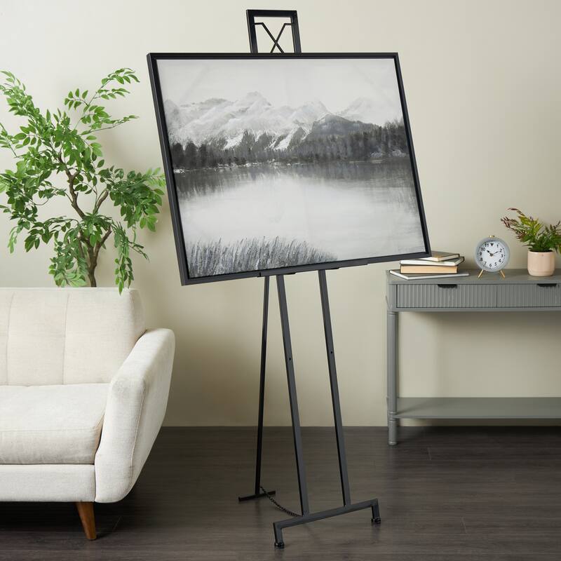 Black Metal Tall Adjustable Floor 3 Tier Display Easel