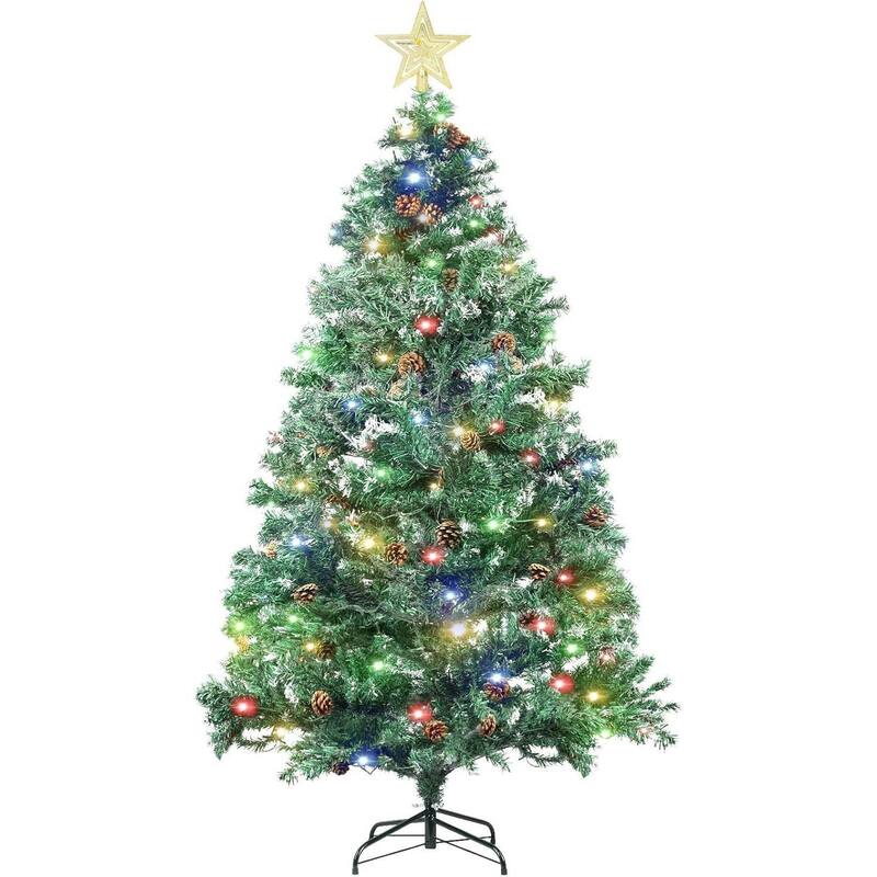 6.5ft Pre-Lit Artificial Christmas Tree with Topper Star - 6.5 ft - Green