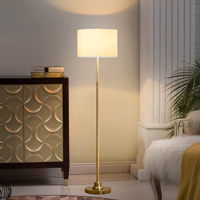 KAWOTI 63.5" Standard Adjustable Floor Lamp with Fabric Linen Shade