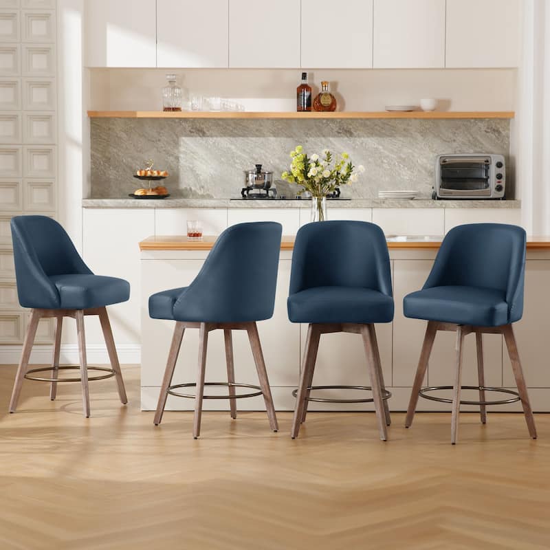 26" Counter Height Swivel Bar Stool, Upholstered Counter Stools - 39.37" (H) x 22.44" (D) x 21.65" (W)