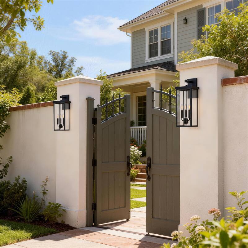 Outdoor Iron Rectangular Wall Light - 2 pack - Large