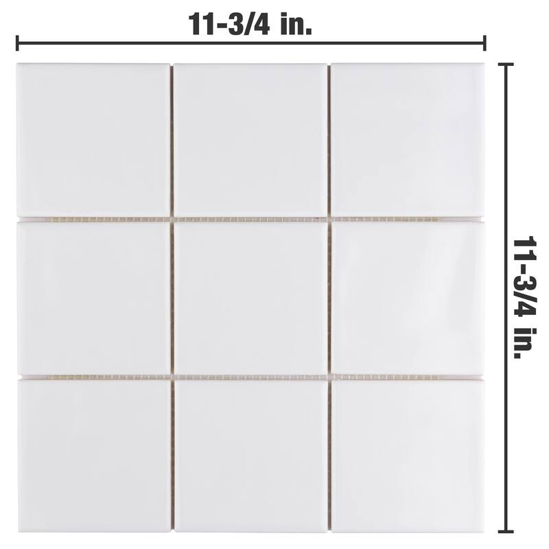 Merola Tile Twist Square White Ice 11-3/4" x 11-3/4" Ceramic Mosaic Tile
