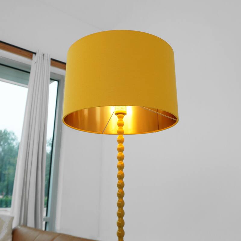 Modern Floor Lamp for Living Room, Tall Corner Lamp for Bedroom & Office Lighting, Orbit Floor Lamp Ochre and Gold 110-120V