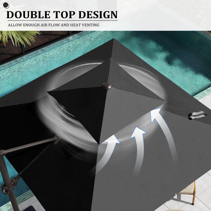Pellebant 10 ft Double Top Patio Cantilever Umbrella with Base