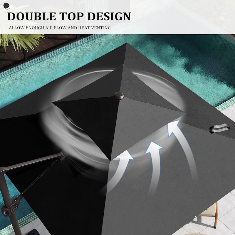 Pellebant 10 ft Square Outdoor Patio Cantilever-Offset Umbrella 360 Degree Rotation
