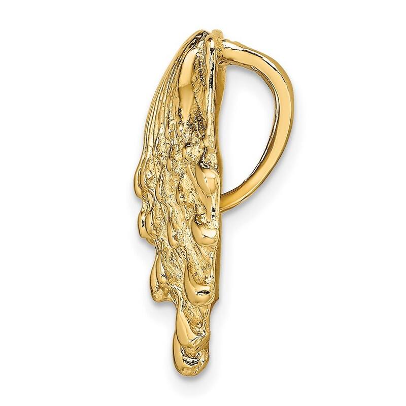 Curata 14k Yellow Gold Satin Polished Small Lions Paw Shell Slide Pendant Necklace (20mm x 32mm)