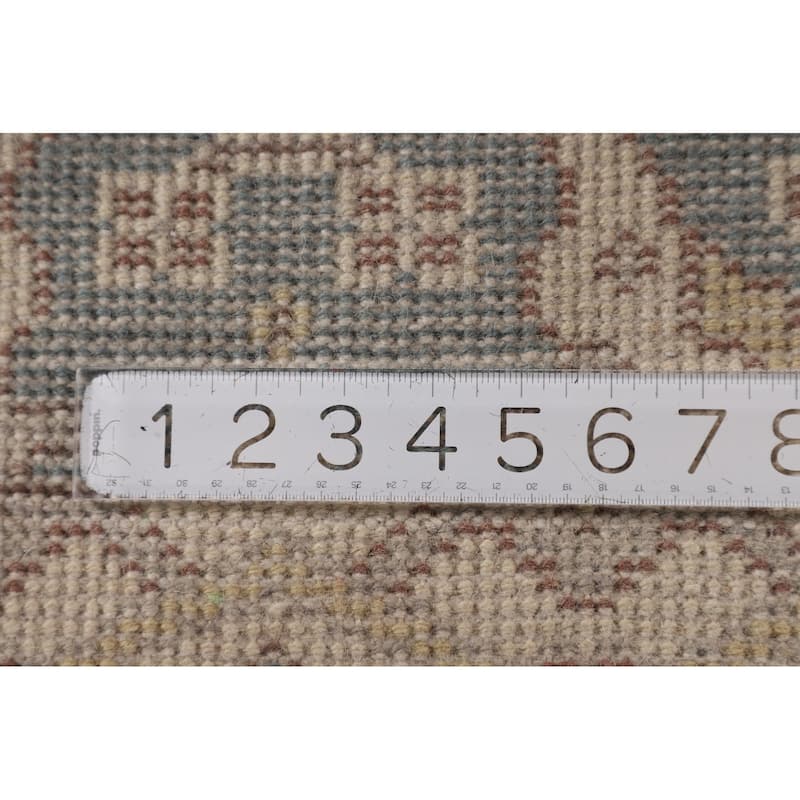 Light Blue Oushak Runner Rug Hand-Knotted Transitional Wool Carpet - 2'5"x 12'0"