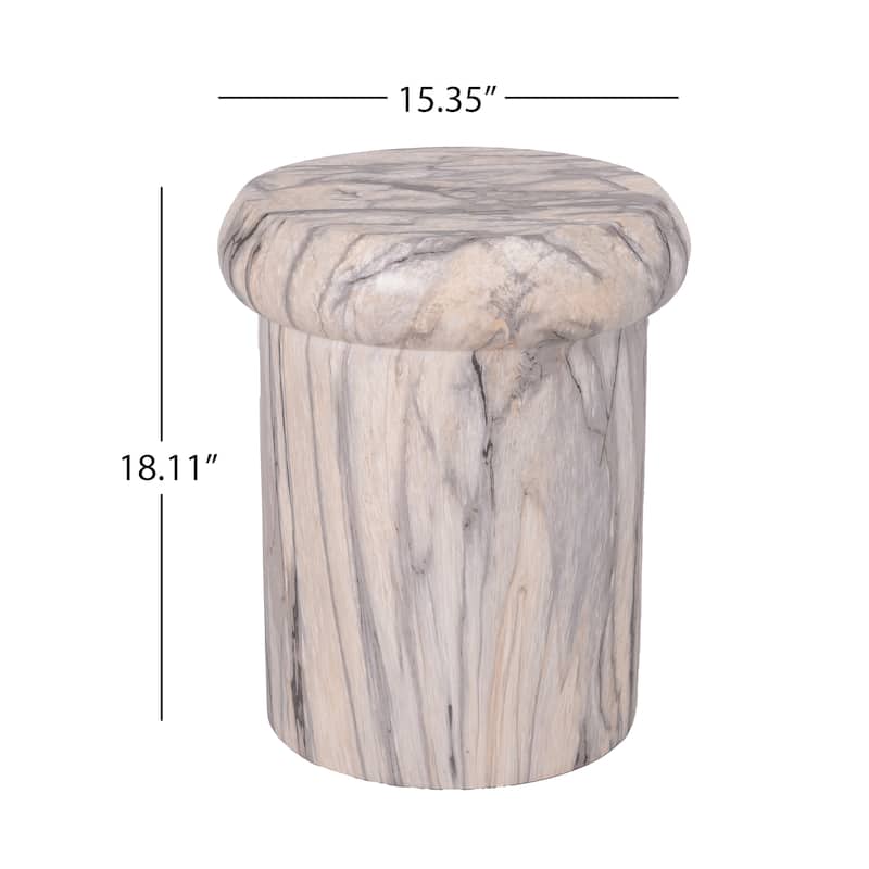 Christopher Knight Home - Lightweight Concrete Sculptural Side Table with Faux Marble Travertine Finish for Indoor & Outdoor