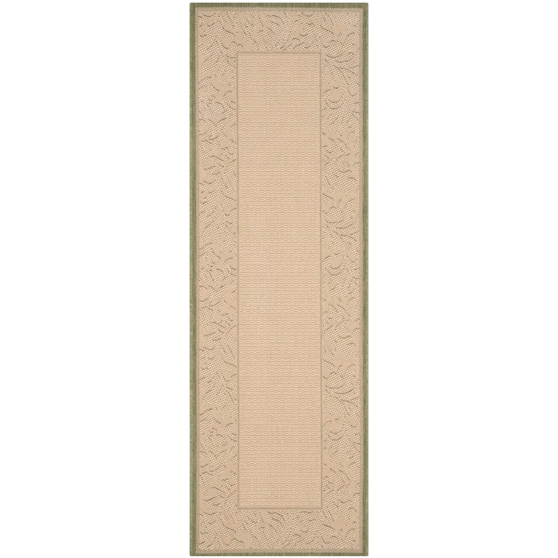 SAFAVIEH Courtyard Peggie Indoor/ Outdoor Patio Backyard Rug - 2'3" x 10' Runner - Olive/Natural
