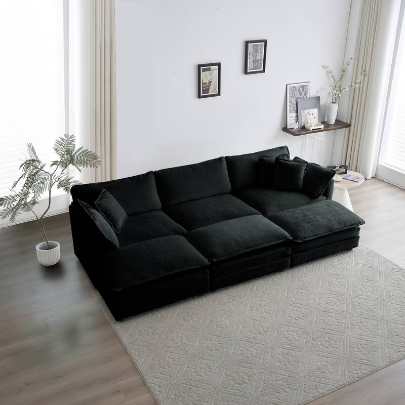 Cloud Chenille Upholstered Modular Sectional Sofa with DIY Combination Design