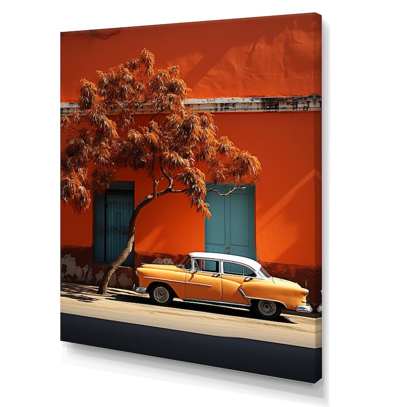 Designart "Cuba Orange Car Heritage" Cuba Wall Art