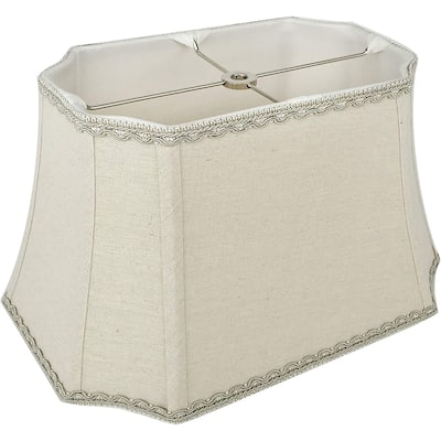Bell Rectangle Cut Corner Linen Lampshade with Lace Trim 10/6x14/10x10 (Spider) - 14x10x10