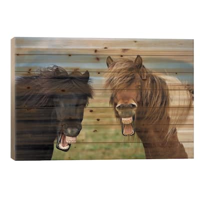 Wild Smile Print On Wood by Nir Amos - Multi-Color