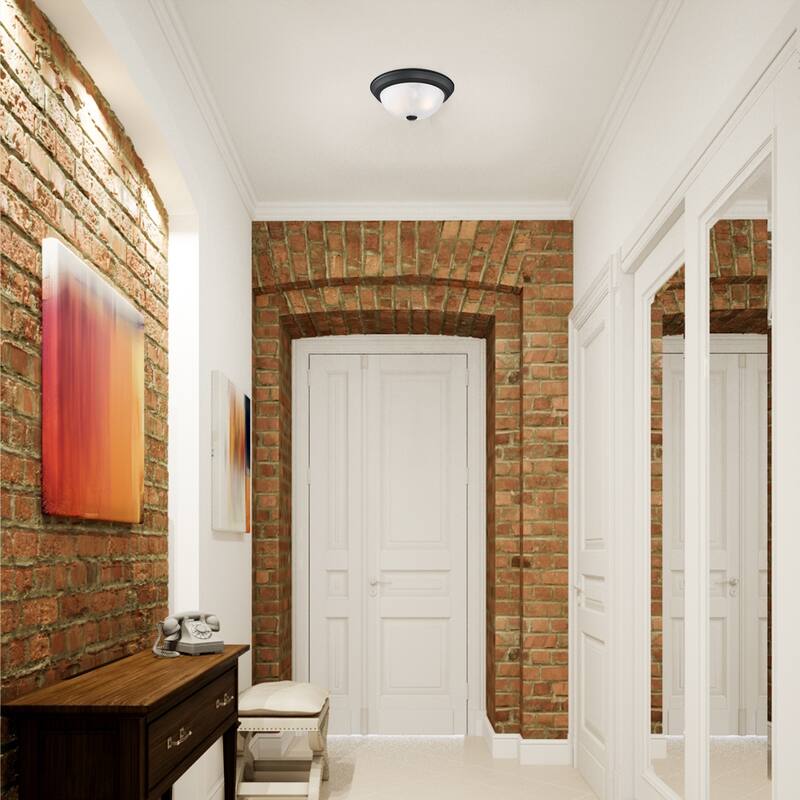 Design House 2 Pack 2-Light Indoor Dimmable Matte Black Ceiling Light with Alabaster Glass Shade